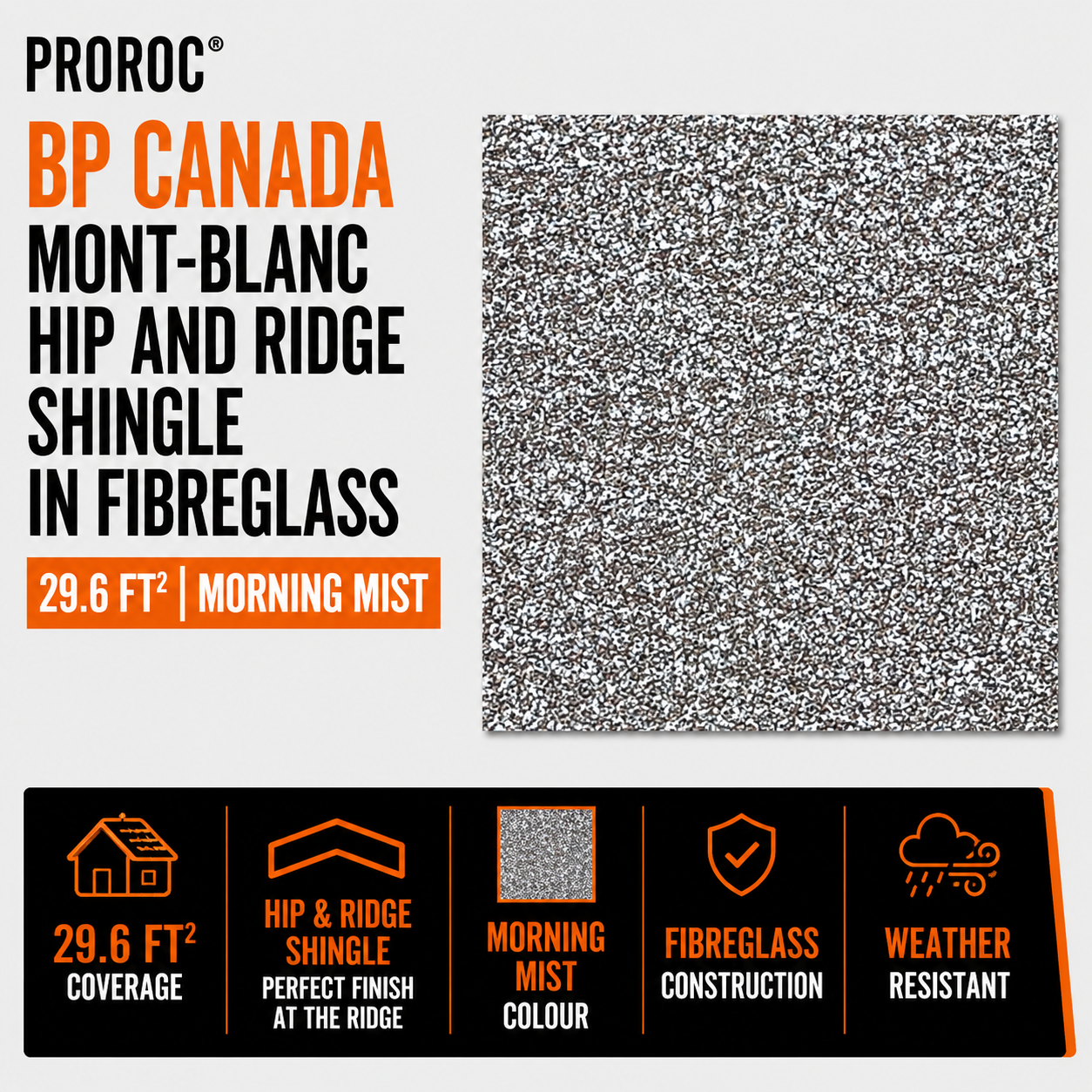 BP Canada Mont-Blanc Hip and Ridge Shingle in Fibreglass 29.6-ft² - Morning Mist