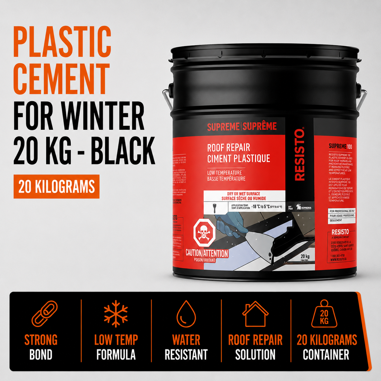 Plastic Cement for Winter - 20 kg - Black