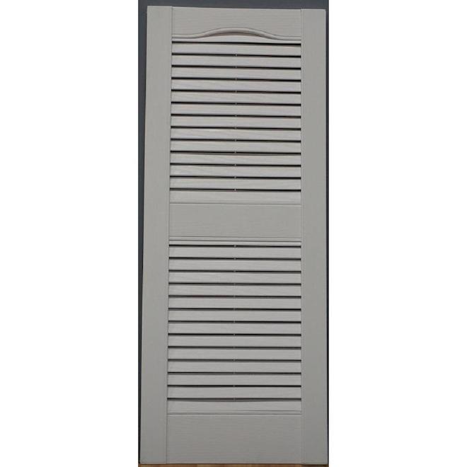 Severe Weather 15-in x 43-in White Vinyl Louvered Shutter (Actual Size: 14.44-in W x 42.88-in H)