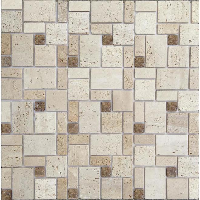 Self-Adhesive Wall Tiles - 12in x 12in - Natural Stone/Beige