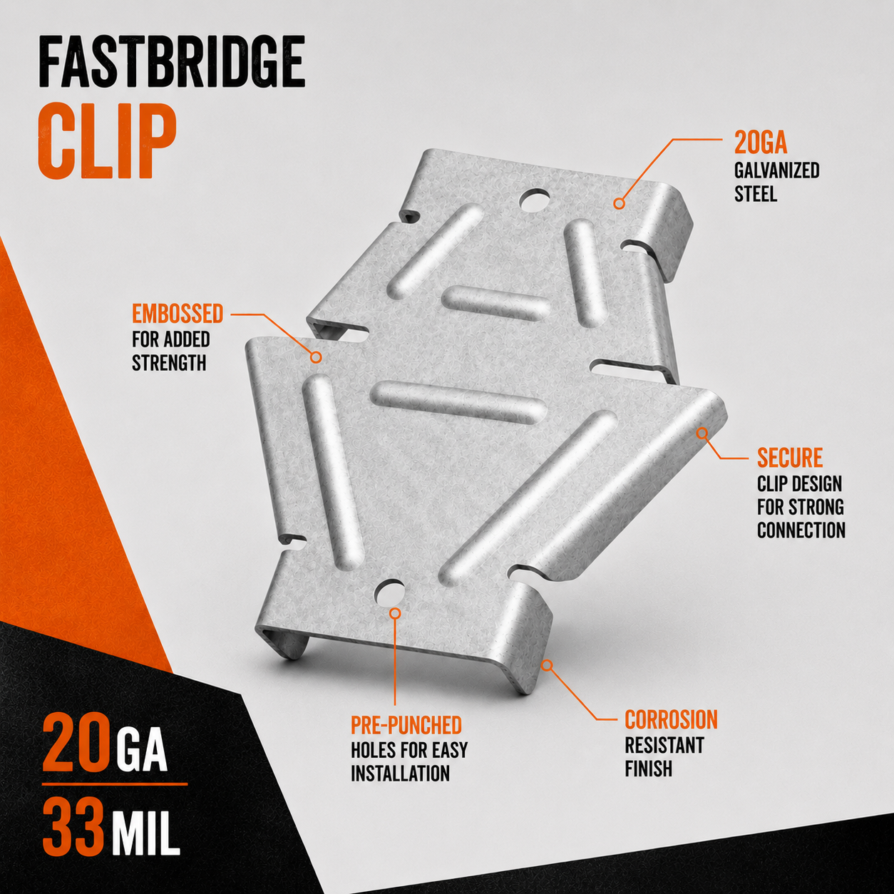 20ga. 33mil. FB33 FastBridge Clip