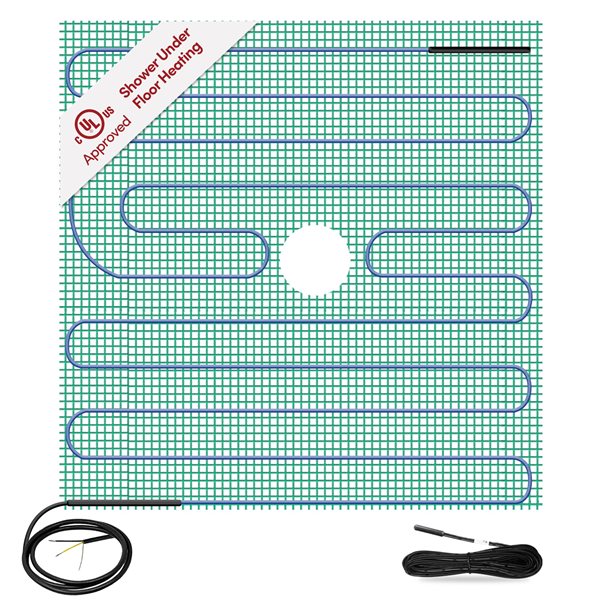 WarmlyYours TempZone™ 4-ft x 4-ft 120V Green Shower Mat