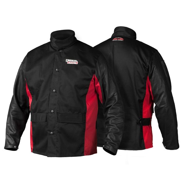 Red Line Shadow Grain Leather-Sleeved Welding Jacket - Medium - Black