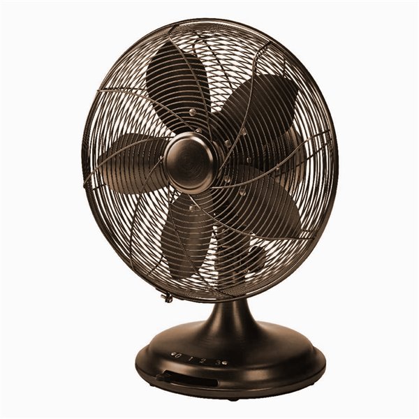 Ecohouzng Retro Desk Fan - 3-Speed - 12-in - Black