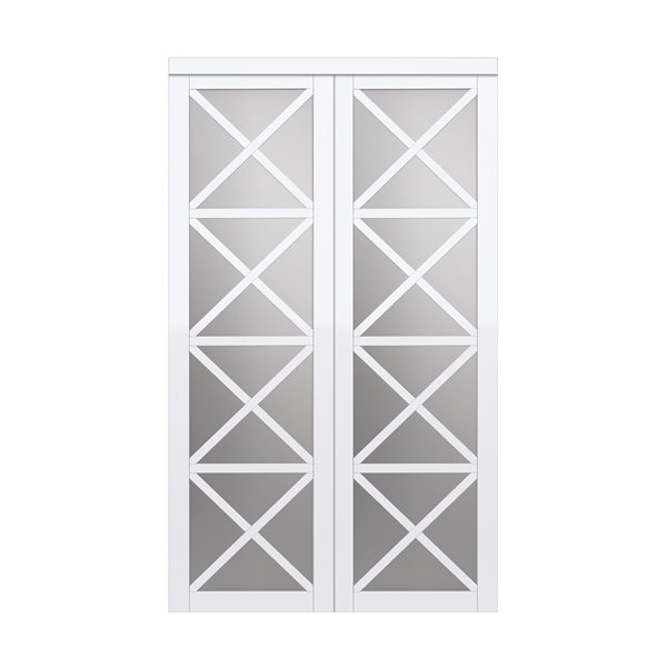 Renin Lace 72-in x 80-in Bright White MDF Sliding Closet Door