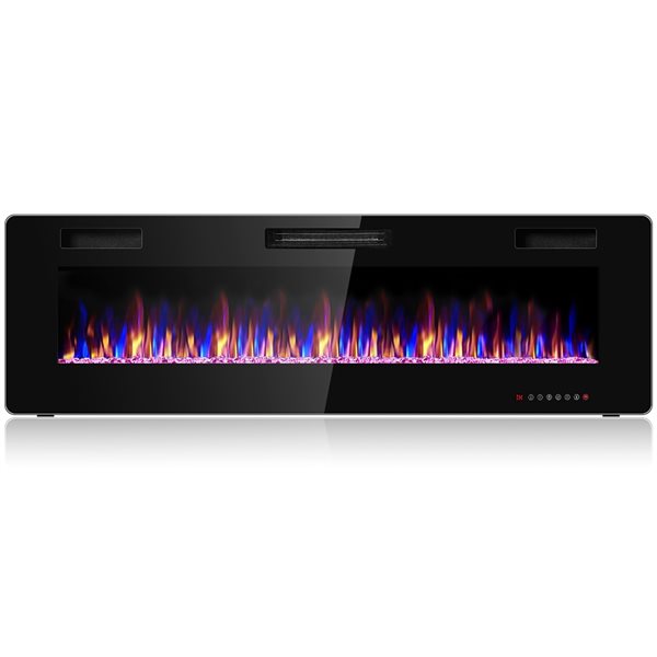 Costway 60-in Black Wall-Mounted Electric Fireplace with Remote Control