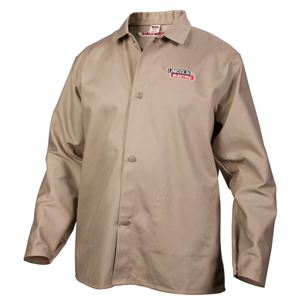 Lincoln Electric Traditional Khaki Fire Resistant Cloth Welding Jacket - Extra Large