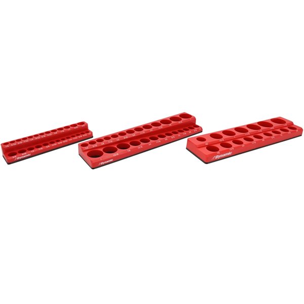 Dynamic Tools 3-Piece Magnetic SAE Socket Organizer Set for 1/4-in, 3/8-in, and 1/2-in Drive