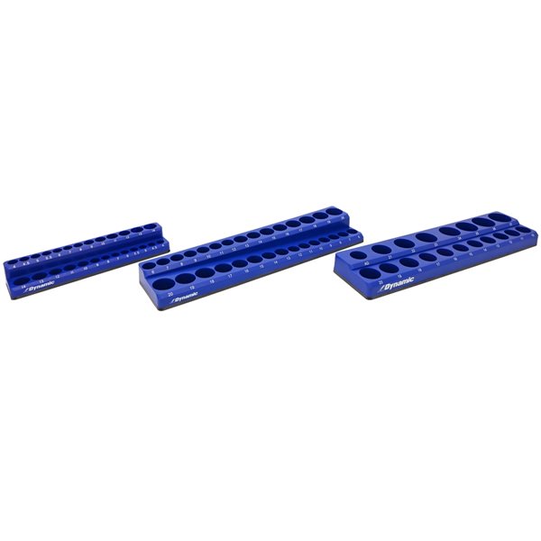 Dynamic Tools 3-Piece Magnetic Metric Socket Organizer Set for 1/4-in, 3/8-in, and 1/2-in Drive