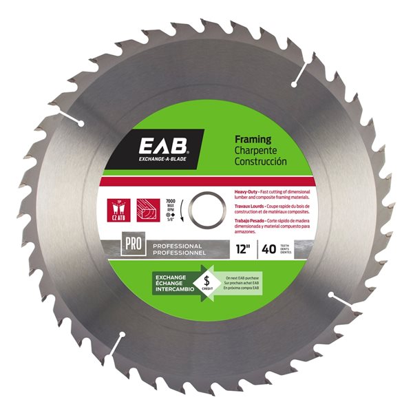 Exchange-A-Blade 12-in 40-Tooth Dry Cut Only Standard Tooth Carbide Circular Saw Blade