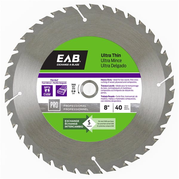 Exchange-A-Blade 8-in 40-Tooth Standard Tooth Carbide Circular Saw Blade - Dry Cut Only