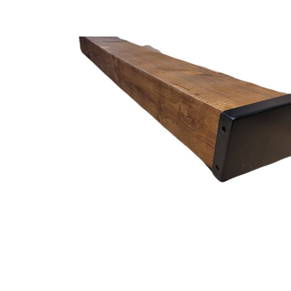 La Grange 5-in x 7-in x 48-in Pine Wood Fireplace Mantel in Whiskey with Metal End Caps