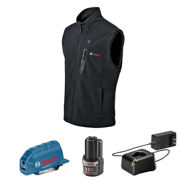 Bosch 12 V Max Heated Vest Kit with Portable Power Adapter - Size Large