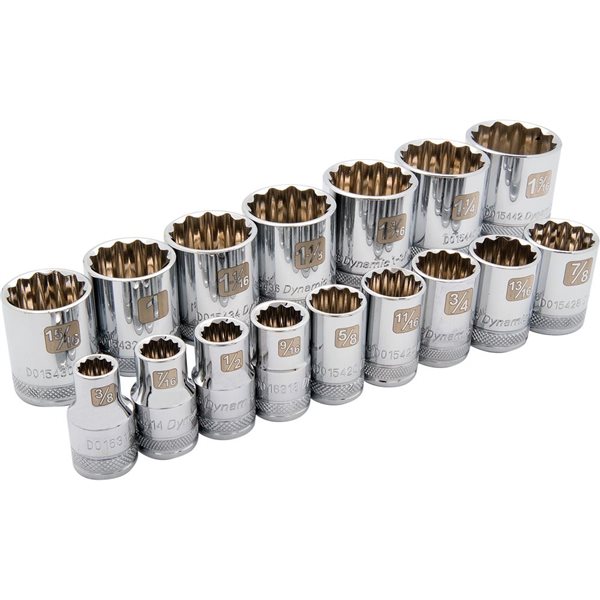 Dynamic Tools 16-piece SAE 1/2-in Drive 12-point Shallow Socket Set