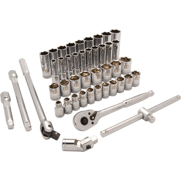 Dynamic Tools 43-piece Metric 1/2-in Drive 6-point Shallow/deep Socket Set