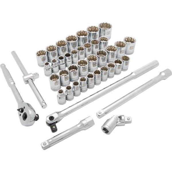 Dynamic Tools 41-piece SAE And Metric Combination 1/2-in Drive 12-point Shallow Socket Set