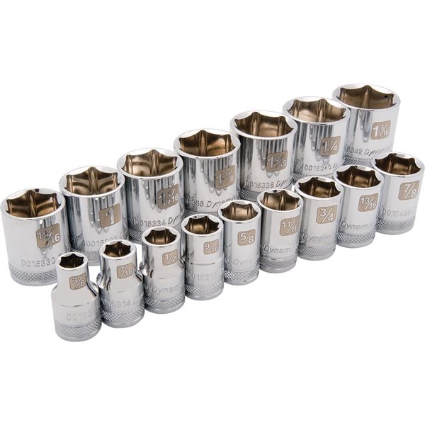 Dynamic Tools 16-piece SAE 1/2-in Drive 6-point Shallow Socket Set