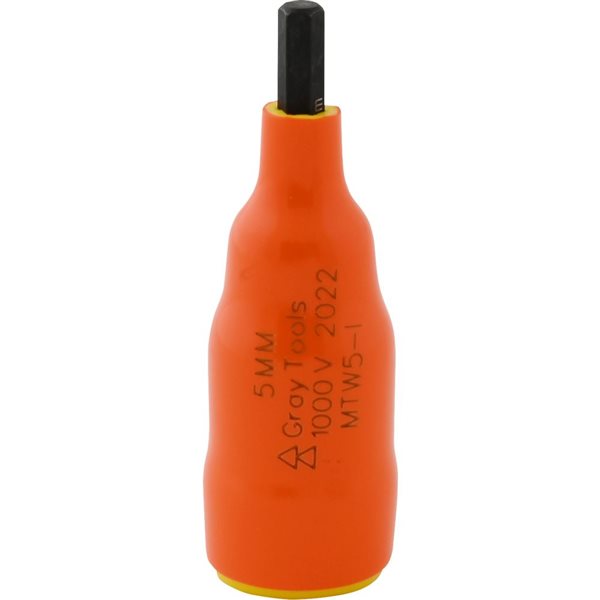 Gray Tools 5mm x 3/8-in Drive Standard Length Hex Head, Insulated Socket