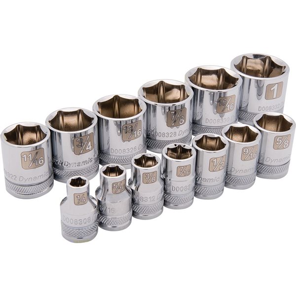 Dynamic Tools 13-piece SAE 3/8-in Drive 6-point Shallow Socket Set