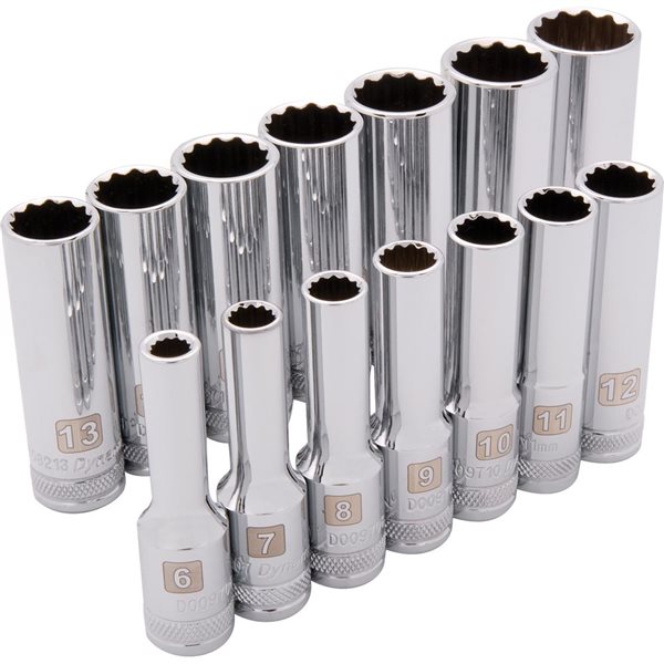 Dynamic Tools 14-piece Metric 3/8-in Drive 12-point Deep Socket Set