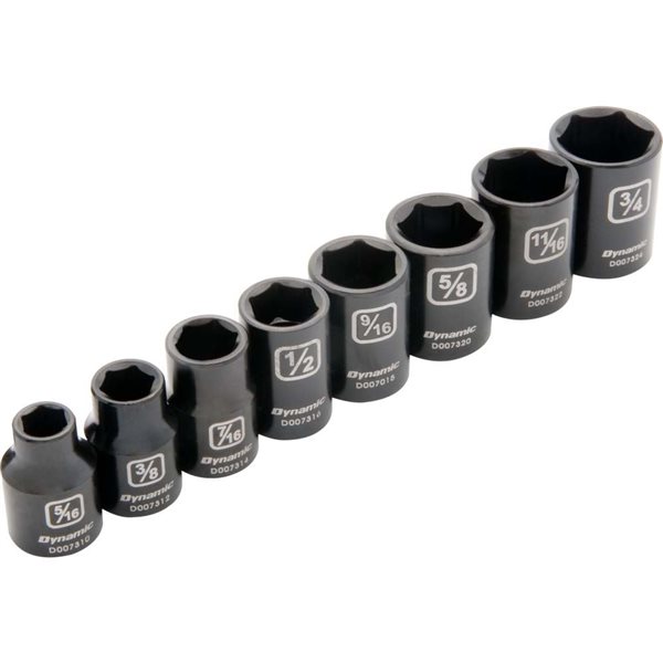 Dynamic Tools 8-piece SAE 3/8-in Drive 6-point Shallow Socket Set