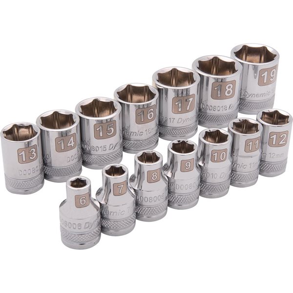 Dynamic Tools 14-piece Metric 3/8-in Drive 6-point Shallow Socket Set