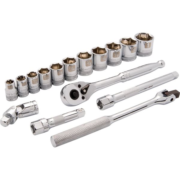 Dynamic Tools 16-piece SAE 3/8-in Drive 6-point Shallow Socket Set