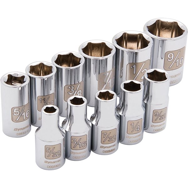 Dynamic Tools 11-piece SAE 1/4-in Drive 6-point Shallow Socket Set