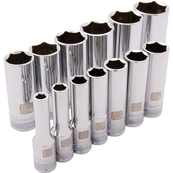 Dynamic Tools 13-piece SAE 3/8-in Drive 6-point Deep Socket Set
