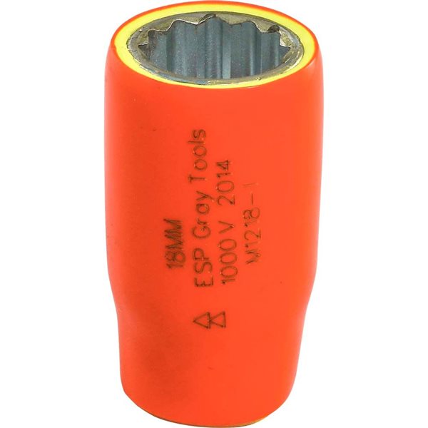Gray Tools Metric 1/2-in Drive 12-point 18 mm Shallow Socket