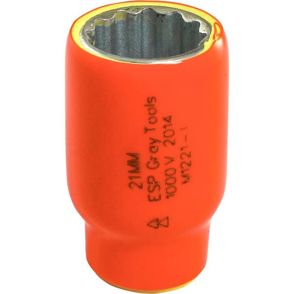 Gray Tools Metric 1/2-in Drive 12-point 21 mm Shallow Socket