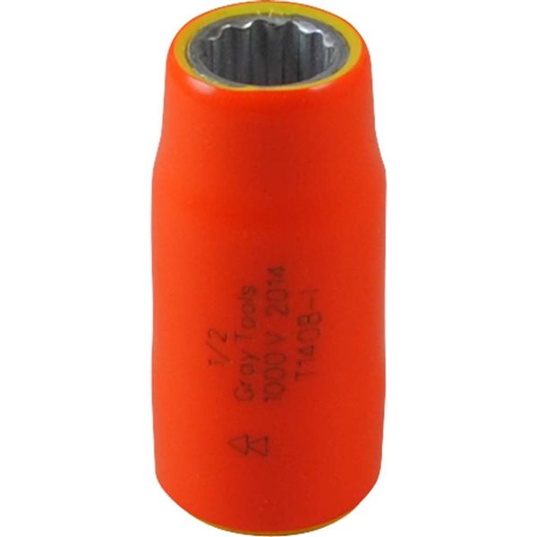 Gray Tools Socket 3/8-in x 1/2-in Drive, Standard Length Socket, 1000V Insulated