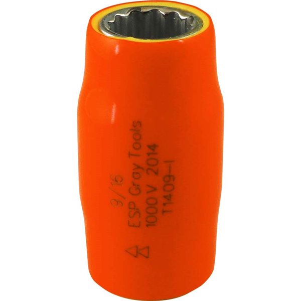 Gray Tools Socket 9/16-in x 1/2-in Drive, Standard Length Socket, 1000V Insulated