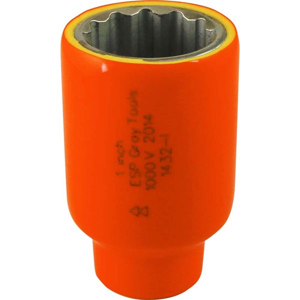 Gray Tools Socket 1-in x 1/2-in Drive, Standard Length Socket, 1000V Insulated