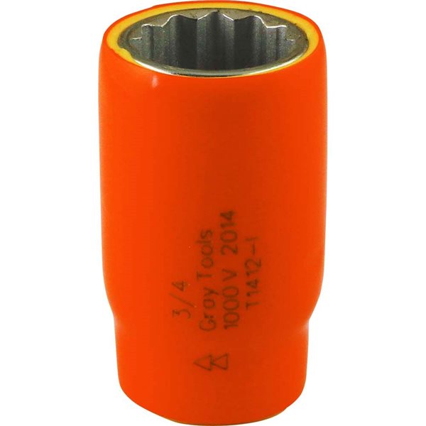 Gray Tools Socket 3/4-in x 1/2-in Drive, Standard Length Socket, 1000V Insulated