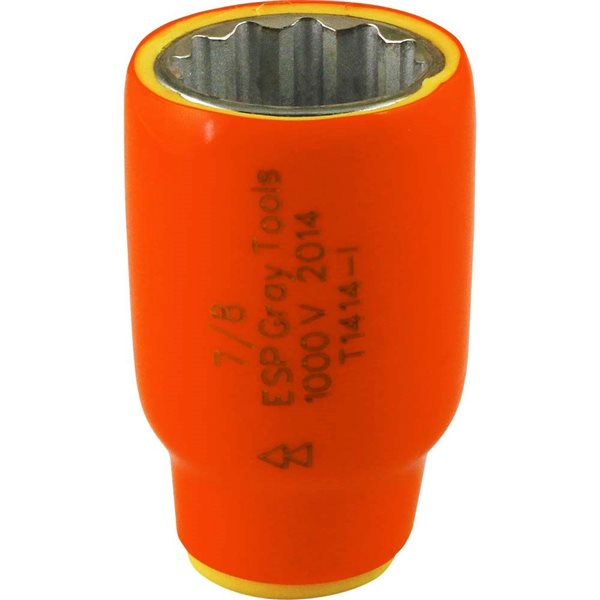 Gray Tools Socket 7/8-in x 1/2-in Drive, Standard Length Socket, 1000V Insulated
