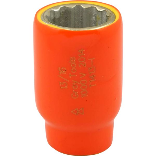 Gray Tools Socket 13/16-in x 1/2-in Drive, Standard Length Socket, 1000V Insulated