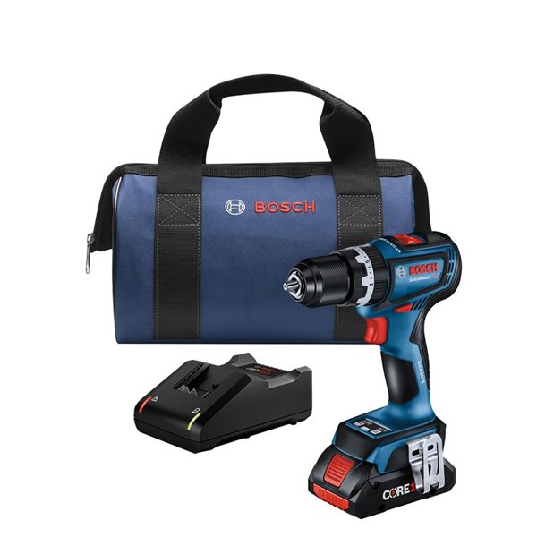 Bosch 18V Brushless Connected-Ready 1/2-in Hammer Drill/Driver Kit with 1 CORE18V 4 Ah Advanced Power Battery