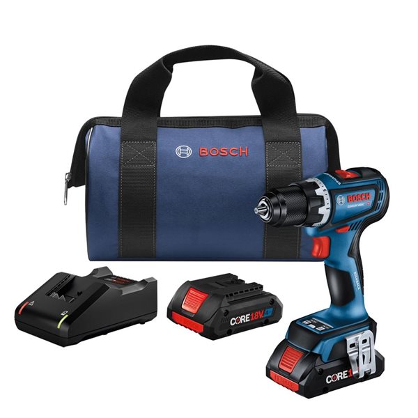 Bosch 18V Brushless Connected-Ready 1/2-in Drill/Driver Kit with 2 CORE18V 4 Ah Advanced Power Batteries