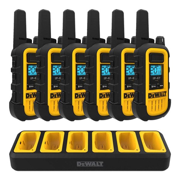 DEWALT DXFRS300 Heavy Duty Radios with 6-Port Walkie Talkie Charger