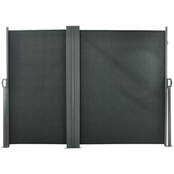 Outsunny 236 W x 71-in H Double Retractable Outdoor Privacy Screen - Grey