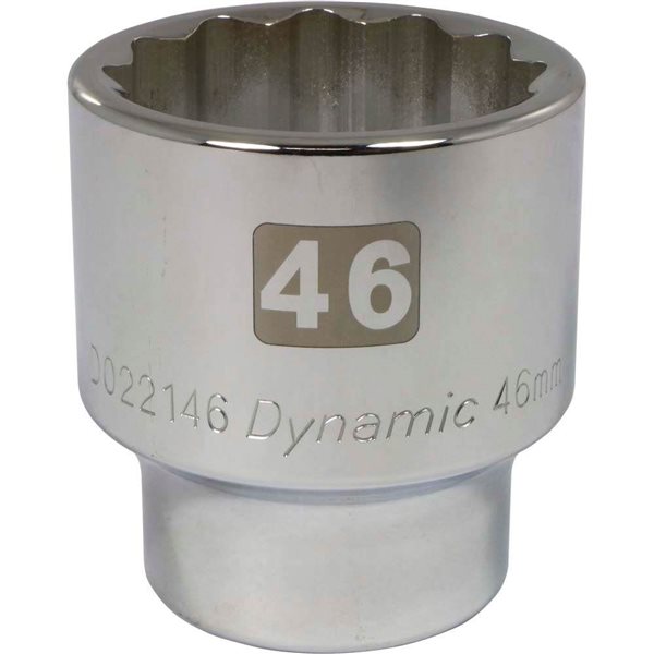 Dynamic Tools 3/4-in Drive 12 Point Metric, 46mm Standard Length, Chrome Finish Socket