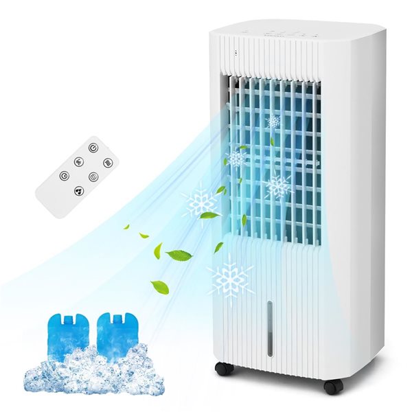 Costway 3-In-1 Portable Rolling Evaporative Air Cooler w/ Humidifier and Fan