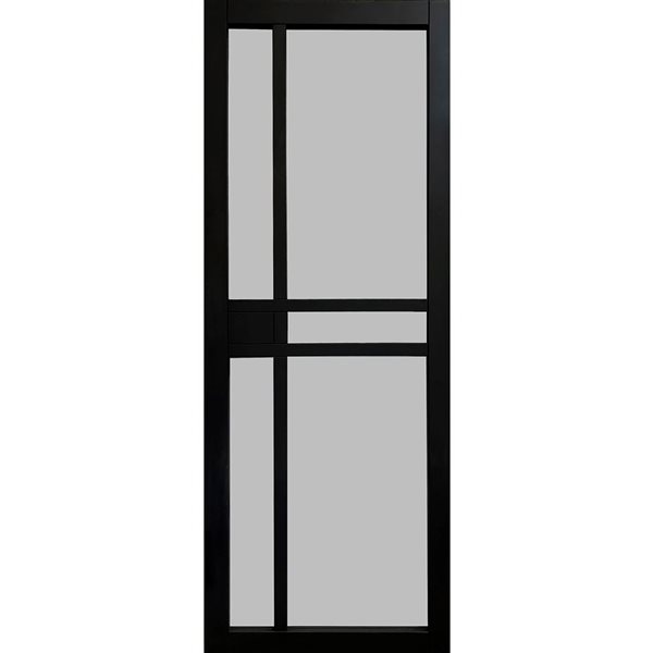 Garson GREENWICH 26-in x 80-in x 1 3/8-in Black Primed Glazed Glass Door w Handle Set
