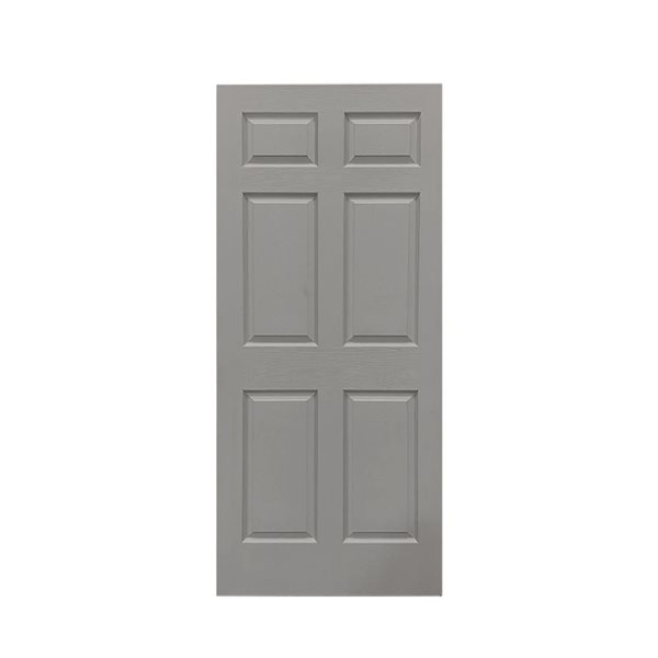 CALHOME 36 x 80-in Light Grey Painted Finished Composite MDF 6 Panel Interior Door Slab for Pocket Door