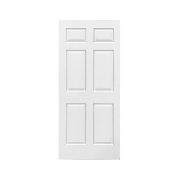 CALHOME 30 x 80-in White Painted Finished Composite MDF 6 Panel Interior Door Slab for Pocket Door