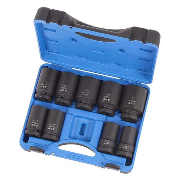 JET 9-Pc 1-in Drive Deep SAE Impact Socket Set - 6 pt.