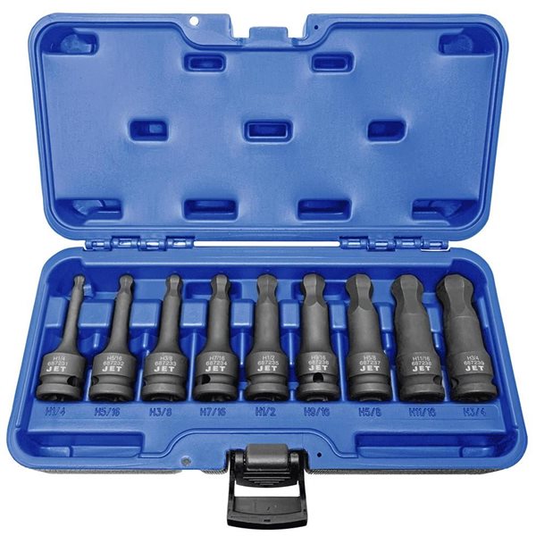 JET 1/2-in Drive SAE Ball Nose Hex Impact Socket Set - 9 pc.
