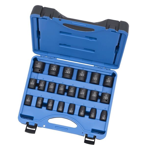 JET 22-Pc 1/2-in Drive Metric Impact Socket Set - 6 pt.