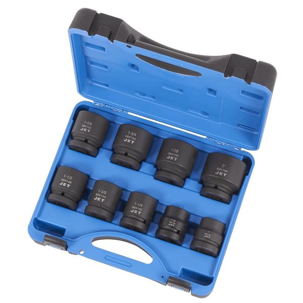 JET 9-Pc 1-in Drive SAE Impact Socket Set - 6 pt.